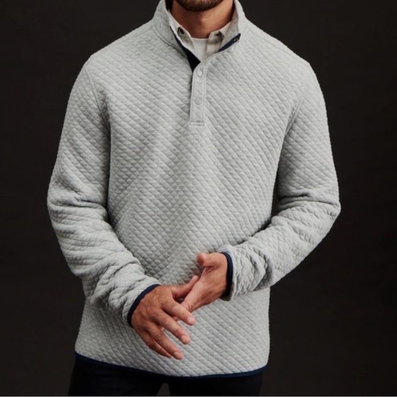 RHONE Gramercy Gray 1/4 Placket Pullover Sz 2XL Sweater Quilted Preppy Classic - Picture 7 of 16